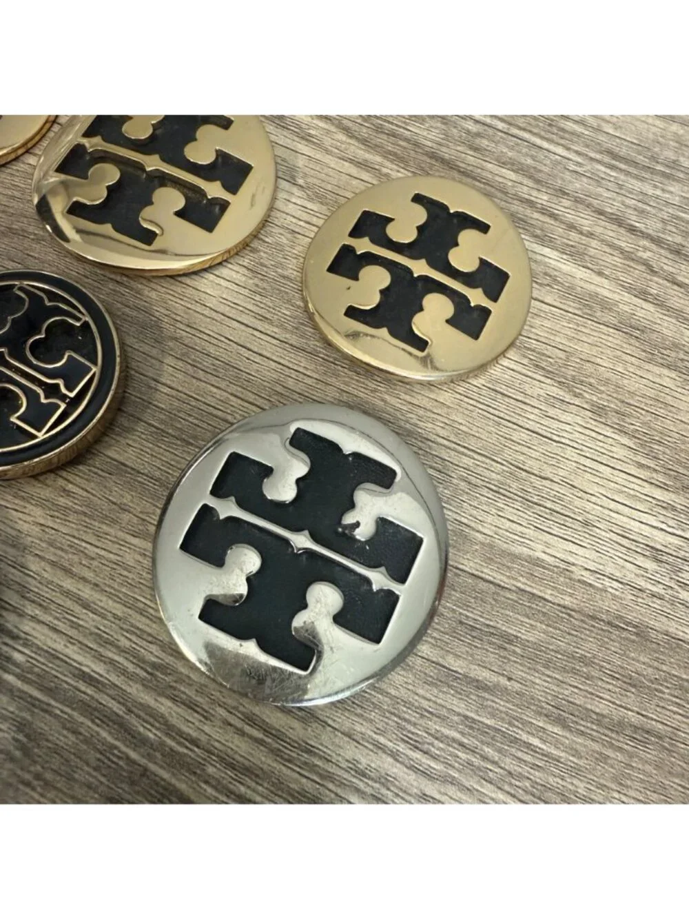 Lot of 11 Tory Burch Gold & Silver Metal Replacement Button Medallions Upcycle